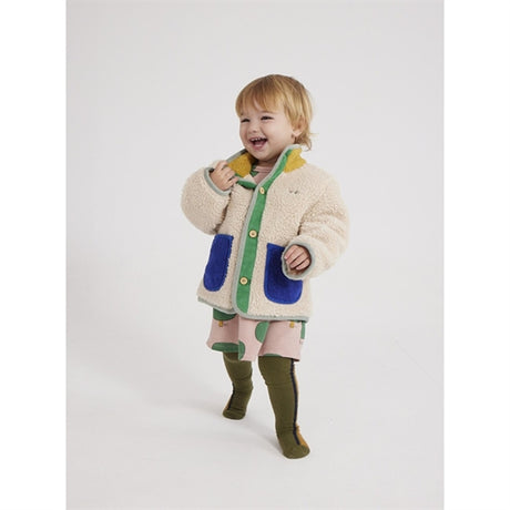 Bobo Choses Beige Color Block Sheepskin Jakke 2