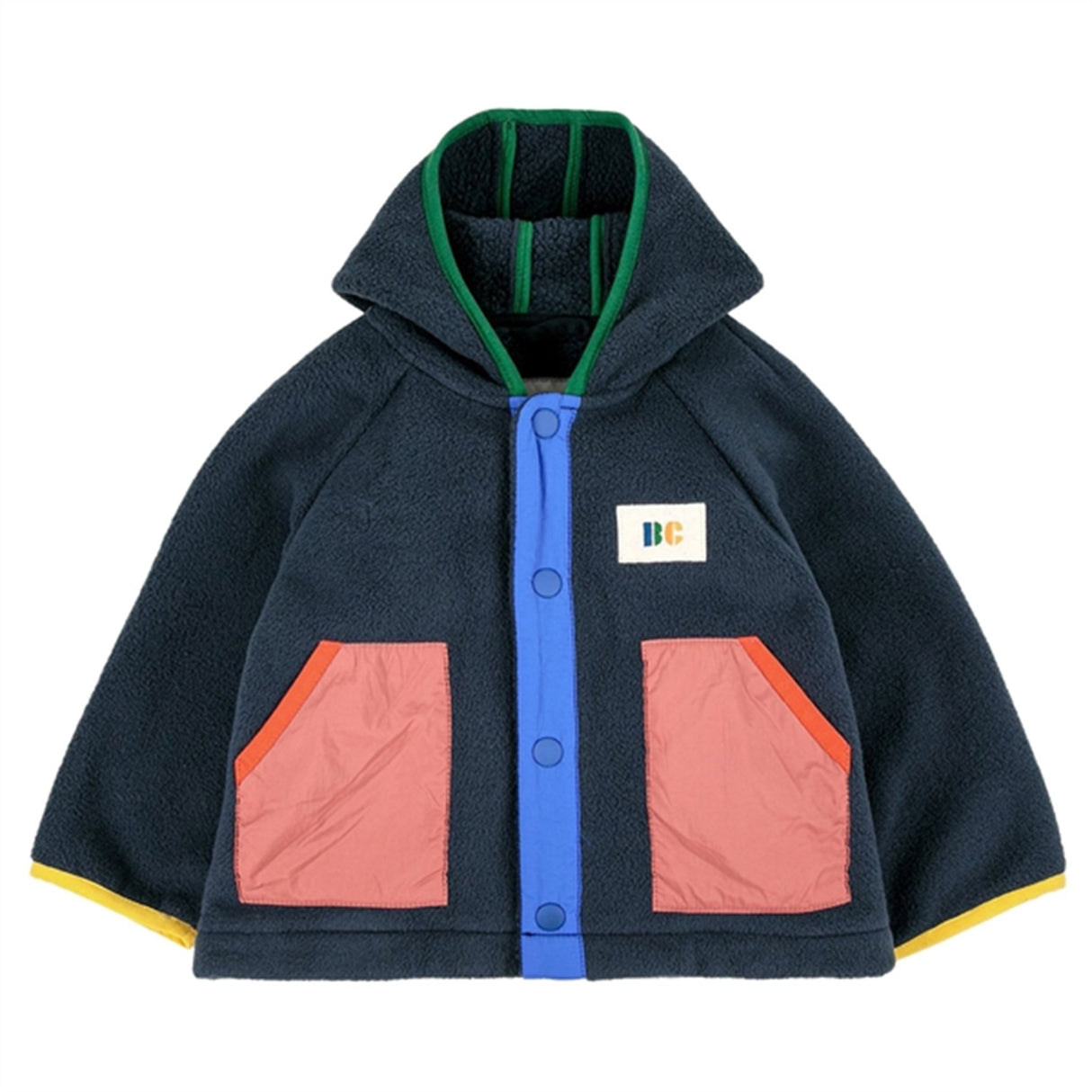 Bobo Choses Midnight Blue Color Block Polar Jakke med Hætte