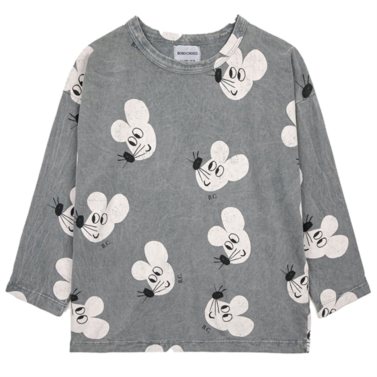 Bobo Choses Grey Mouse Bluse AOP