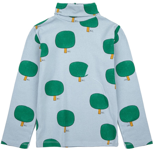 Bobo Choses Light Blue Green Tree Turtleneck AOP