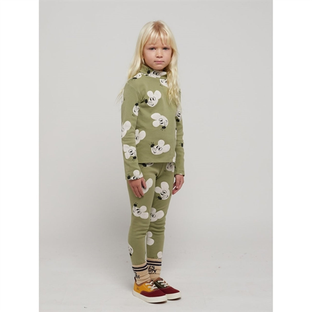 Bobo Choses Light Green Mouse Leggings AOP 3