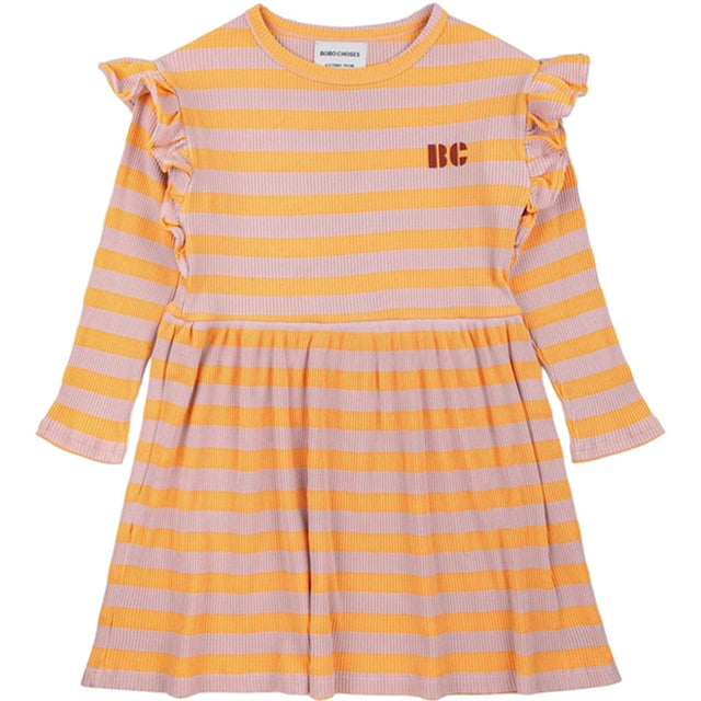 Bobo Choses Curry Horizontal Stripes Ruffles Kjole