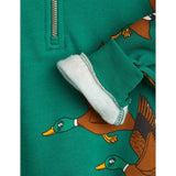 Mini Rodini Ducks Aop Halfzip Sweatshirt Green