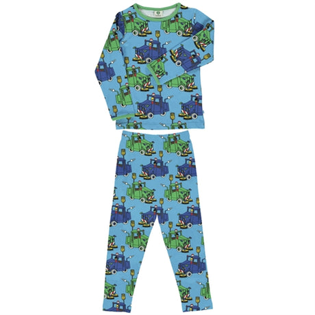 Småfolk Ocean Blue Sweeper Truck Bluse/Leggings Sæt