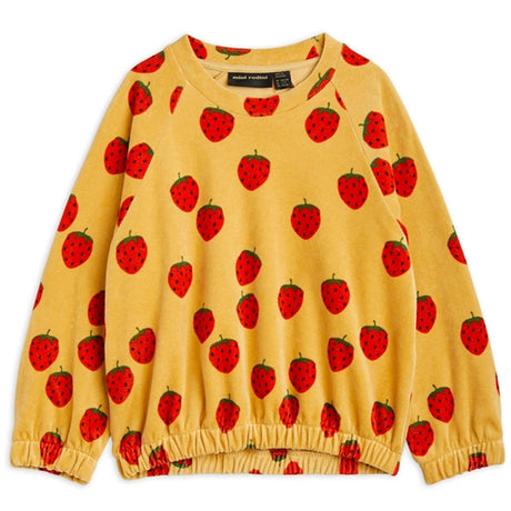 Mini Rodini Beige Strawberries Velour Aop Sweatshirt