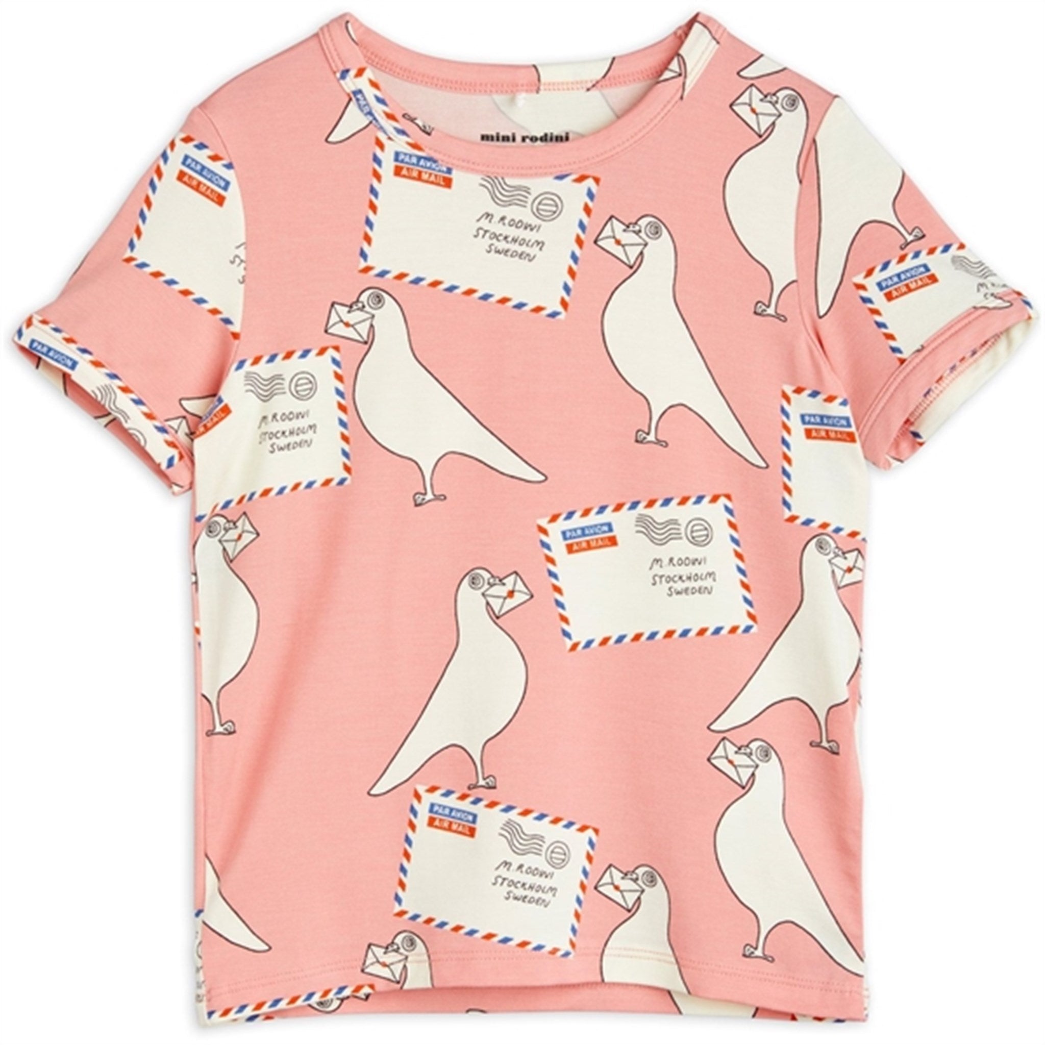 Mini Rodini Pigeons Tencel Aop T-shirt Pink
