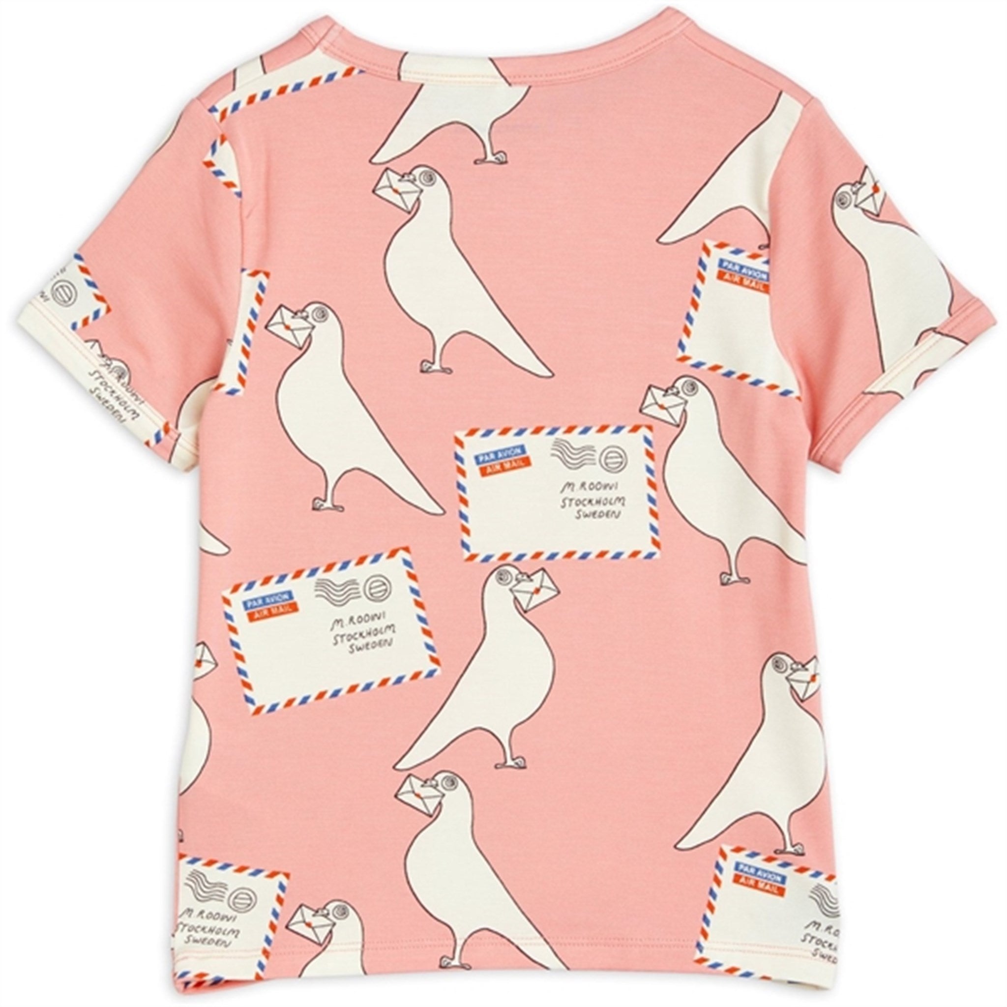 Mini Rodini Pigeons Tencel Aop T-shirt Pink 3