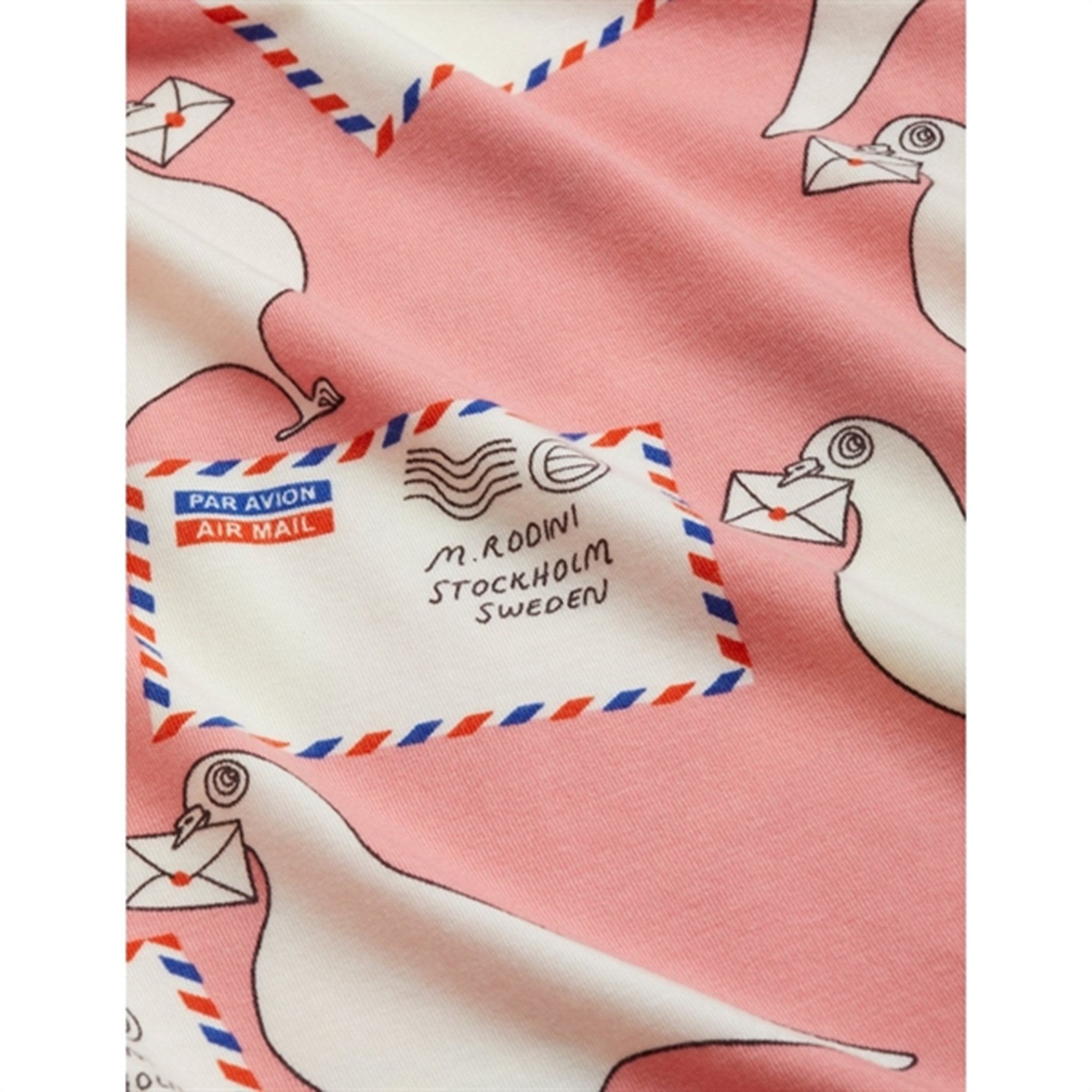 Mini Rodini Pigeons Tencel Aop T-shirt Pink 2