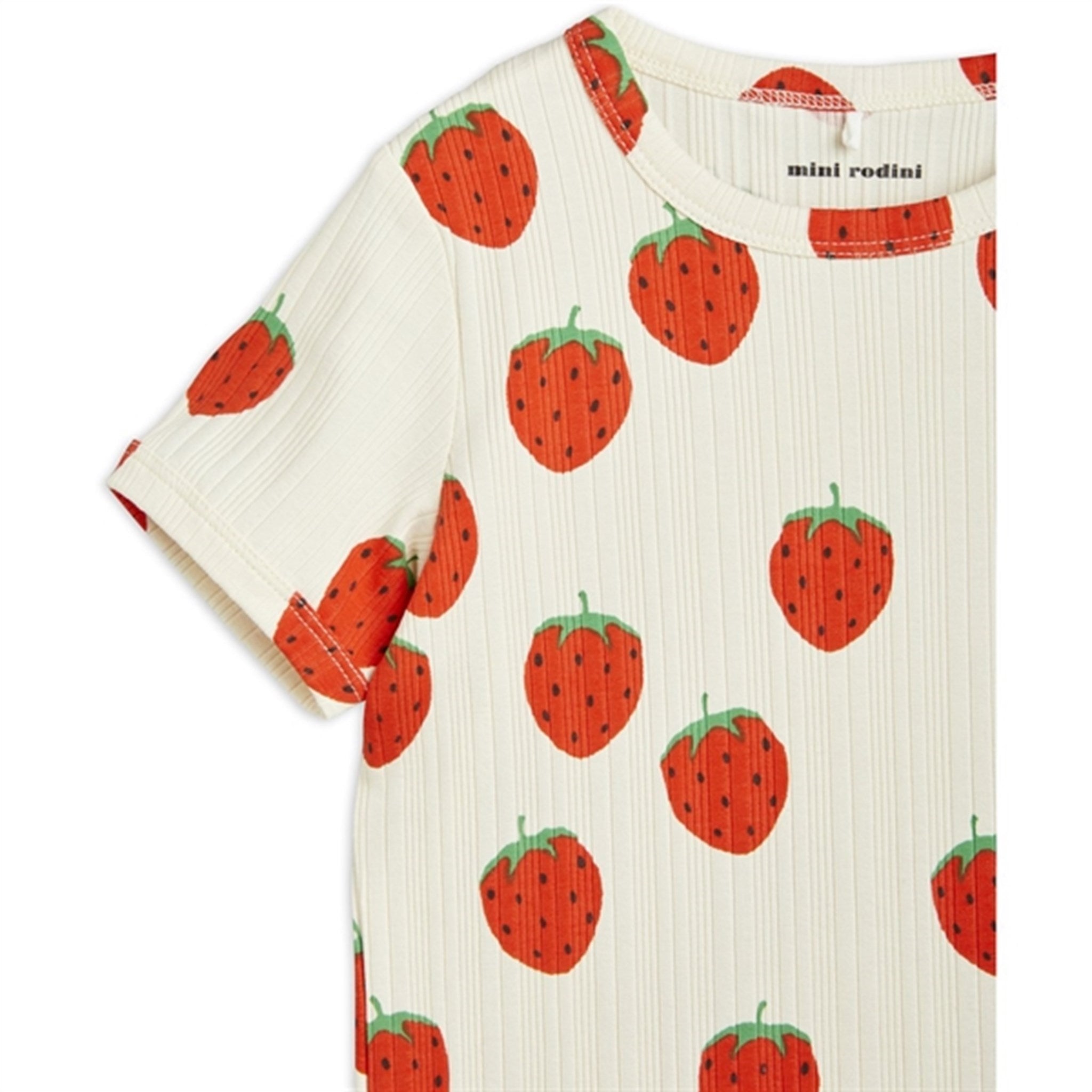 Mini Rodini Strawberries Aop T-shirt Offwhite 2