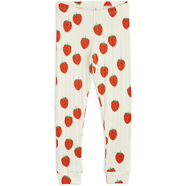 Mini Rodini Strawberries Aop Leggings Offwhite