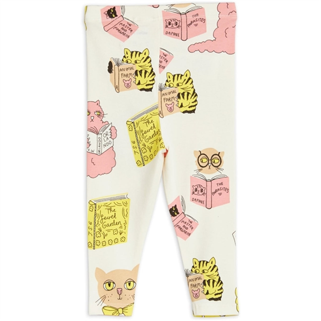 Mini Rodini Cats Aop Baby Leggings Offwhite 2