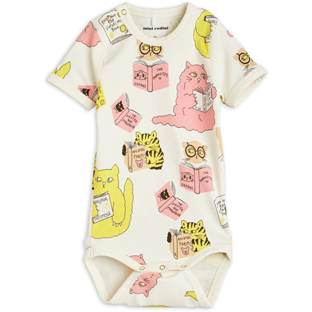 Mini Rodini Cats Aop Ss Body Offwhite