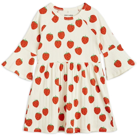 Mini Rodini Strawberries Aop Trumpet Sleeve Kjole Offwhite