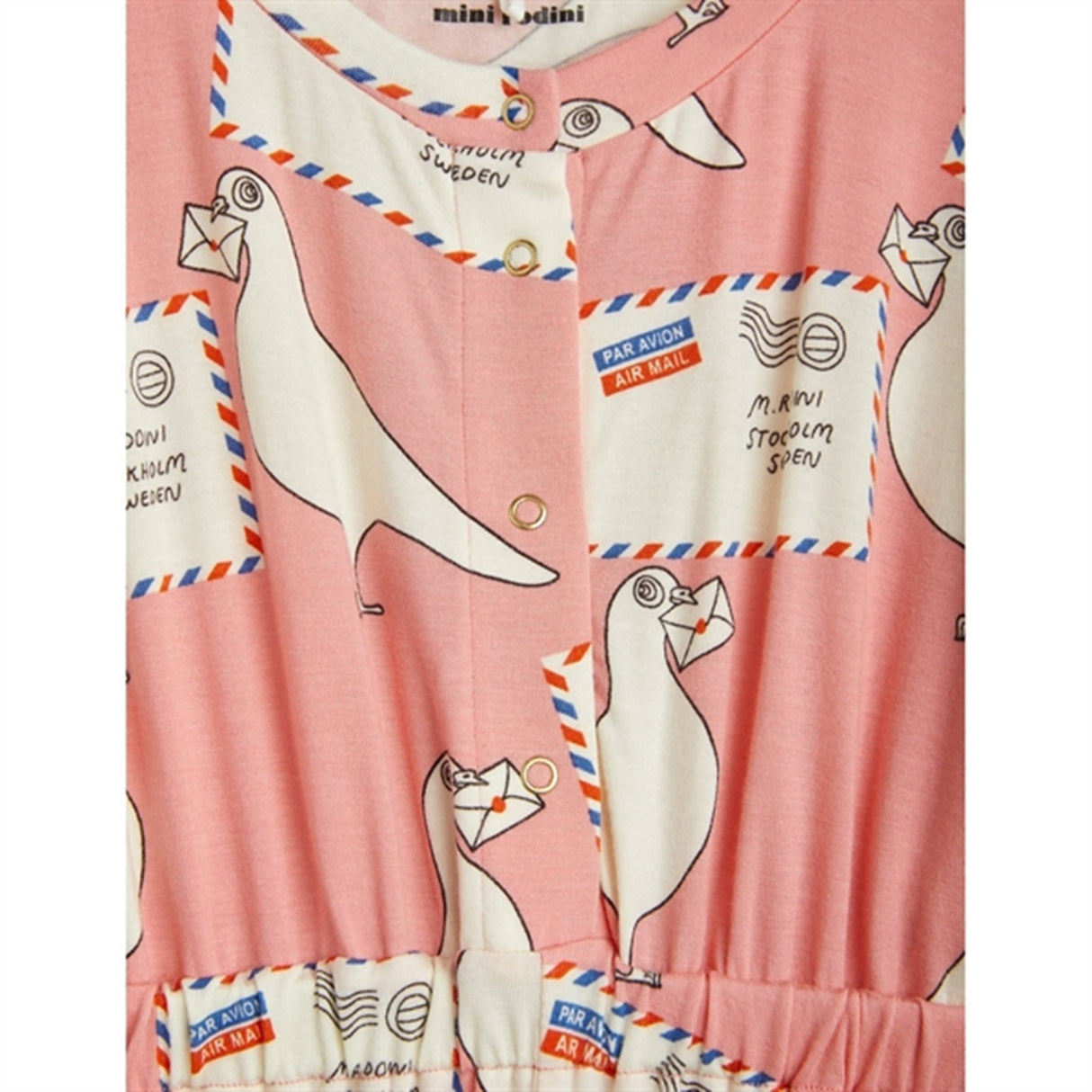 Mini Rodini Pigeons Tencel Aop Sommerdragt Pink 2