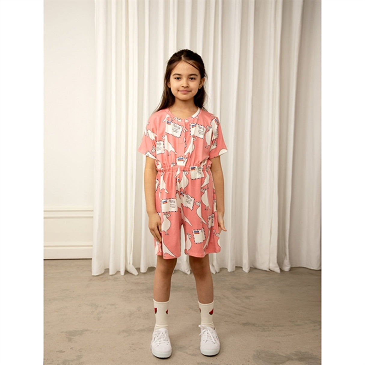 Mini Rodini Pigeons Tencel Aop Sommerdragt Pink 5