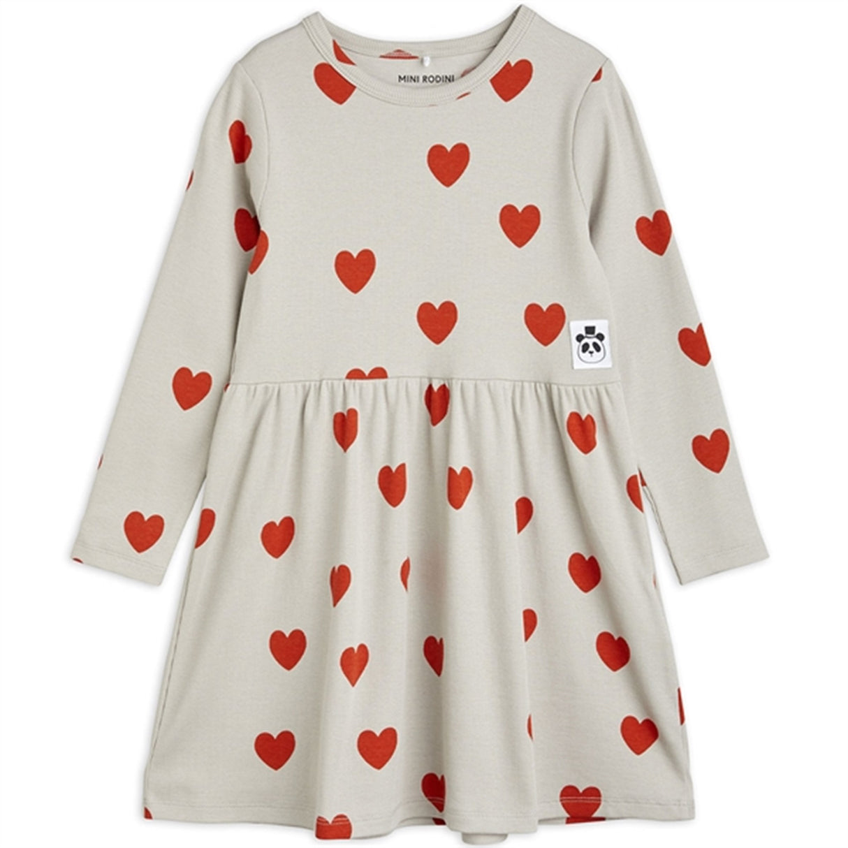 Mini Rodini Hearts Aop Ls Kjole Grey