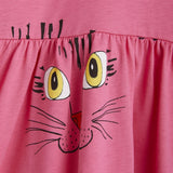 Mini Rodini Cat Face Aop Ls Kjole Pink 2