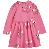 Mini Rodini Cat Face Aop Ls Kjole Pink 3