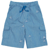 Copenhagen Colors Sharp Blue Stripe Twill Shorts m. Broderi