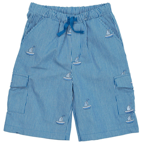 Copenhagen Colors Sharp Blue Stripe Twill Shorts m. Broderi