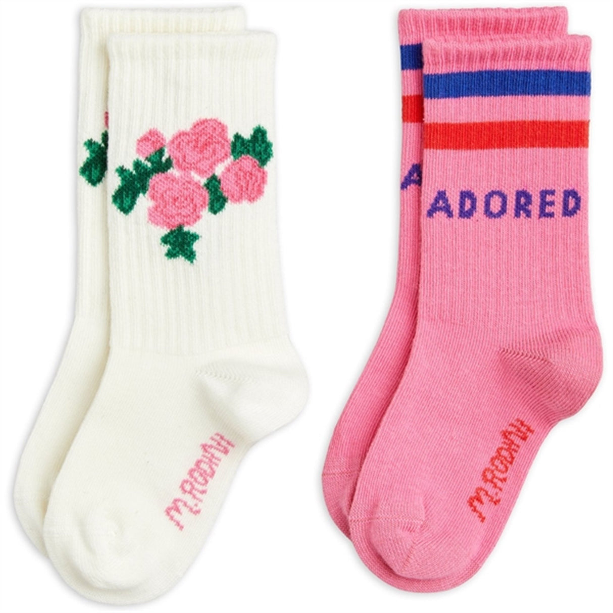 Mini Rodini Roses 2-Pak Strømper Pink