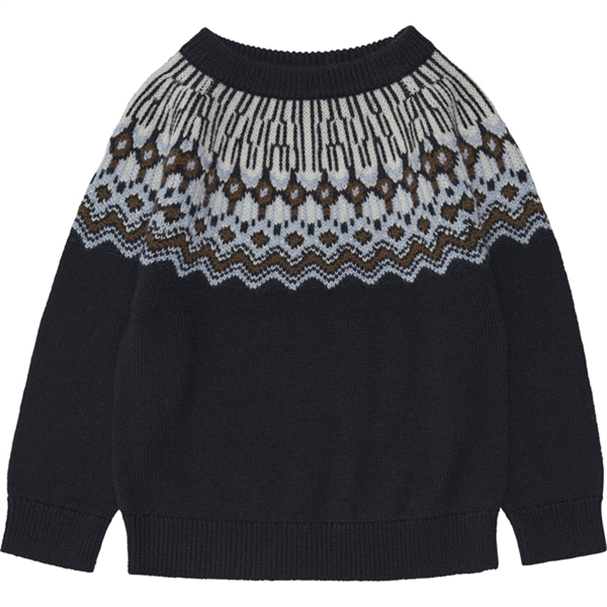 FUB Fair Isle Striktrøje Dark Navy