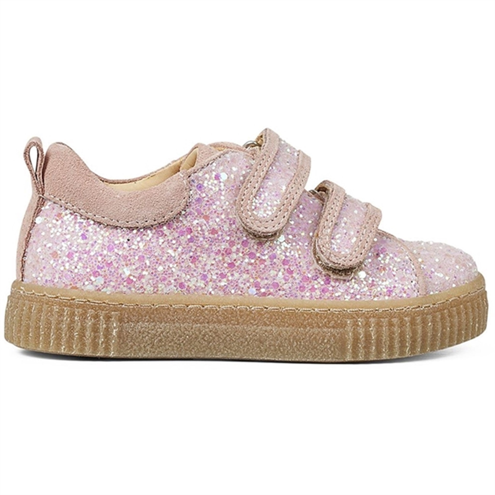 Angulus Glitter Sneaker M. Velcrolukning Peach/Rosa Glitter 2