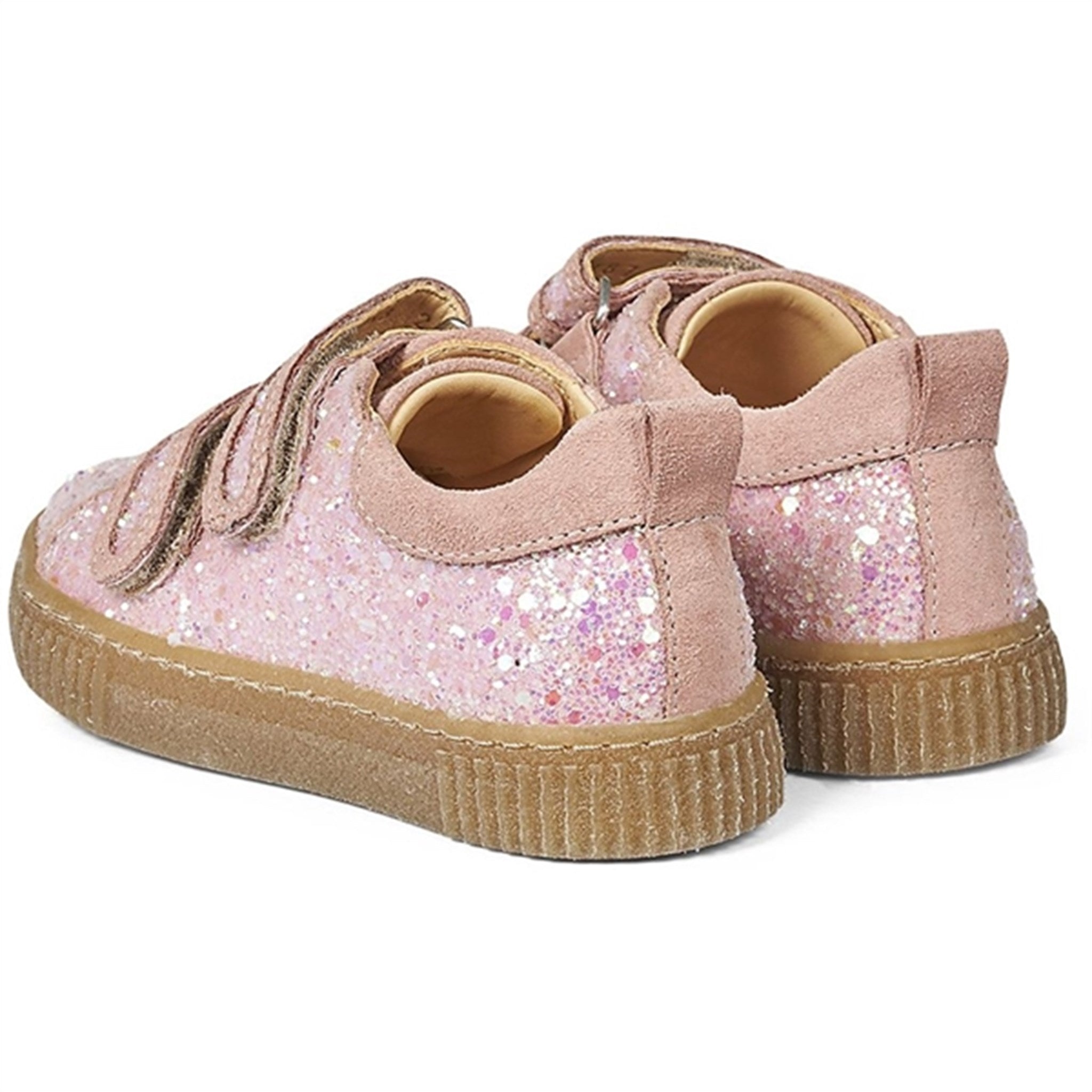Angulus Glitter Sneaker M. Velcrolukning Peach/Rosa Glitter 3