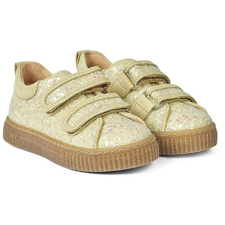 Angulus Glitter Sneaker M. Velcrolukning Lysegul Glitter/Lysegul