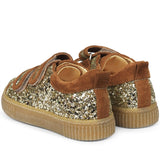 Angulus Sneakers Med Velcrolukning Champagne Glitter/Cognac