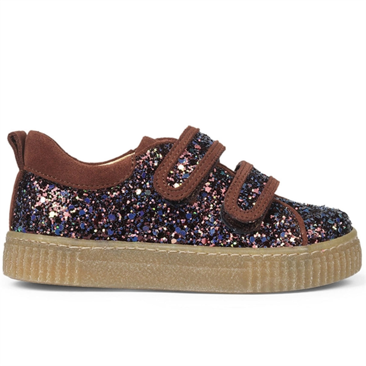 Angulus Sneakers Med Velcrolukning Plum Glitter/Bark