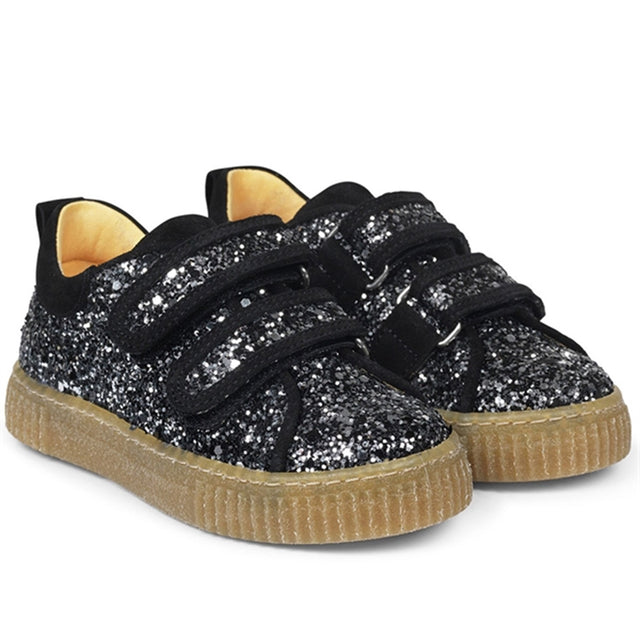 Angulus Sneakers Med Velcrolukning Grey Glitter/Black