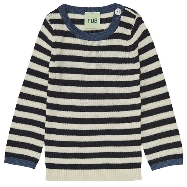 FUB Baby Rib Bluse Ecru/Dark Navy