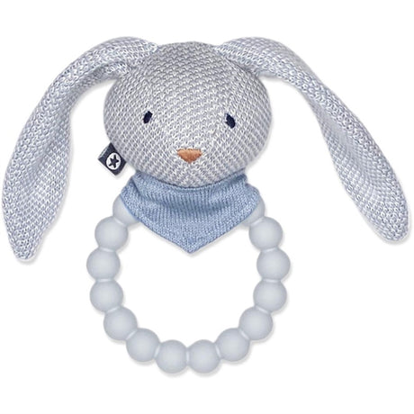 Smallstuff Strikket Rangle med Silikonering Bunny Light Blue