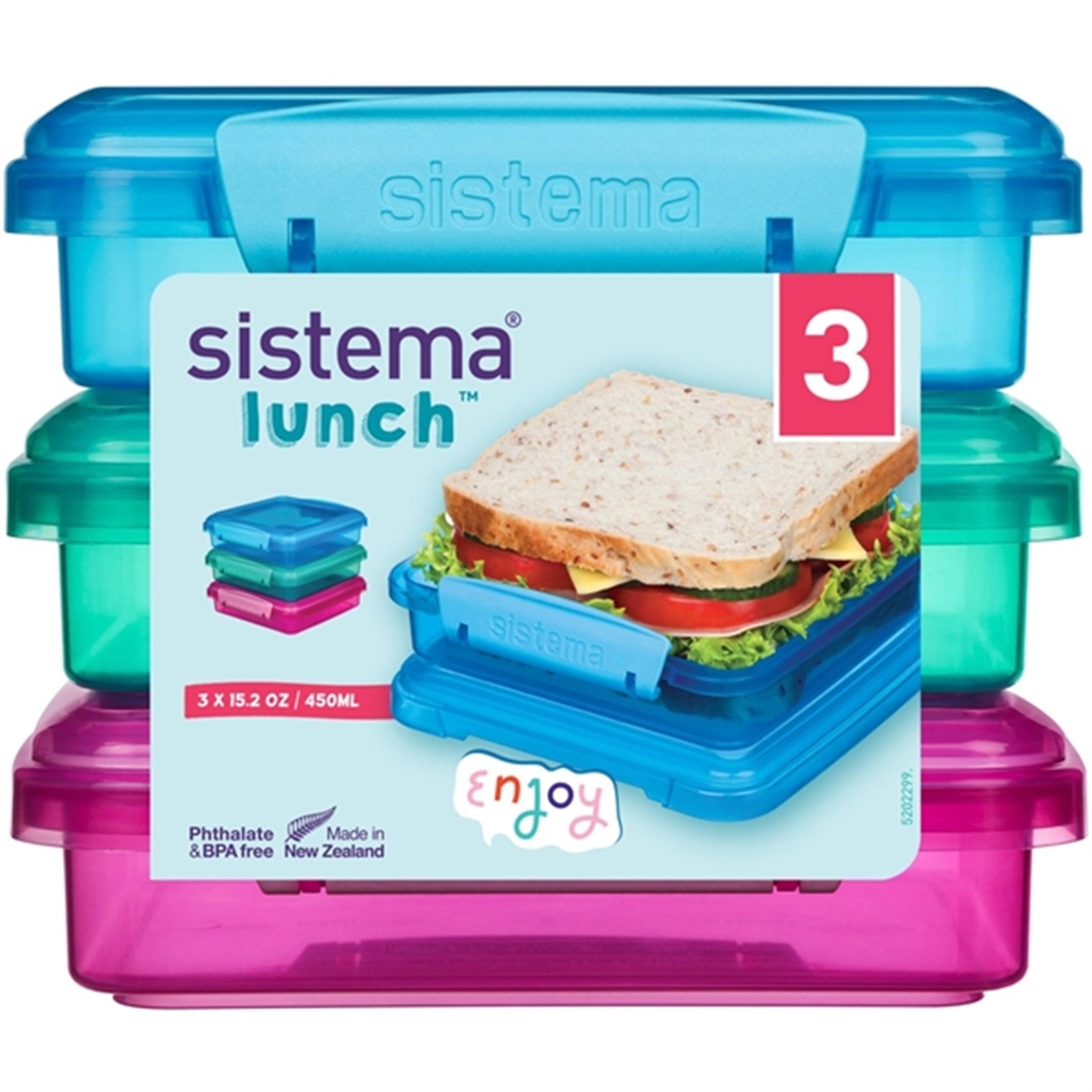 Sistema Sandwich Box Madkasse 450 ml Lunch Mixed Pack 3-pak 6