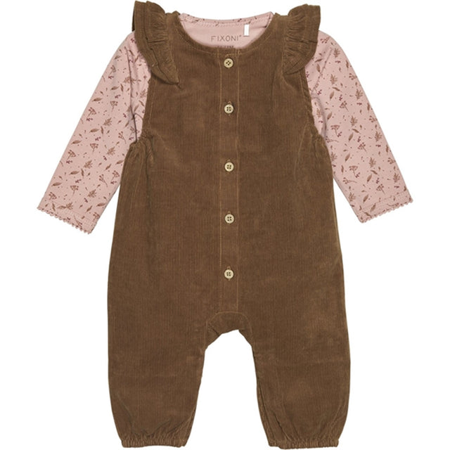 FIXONI Misty Rose Sæt m. Body & Fløjs Romper