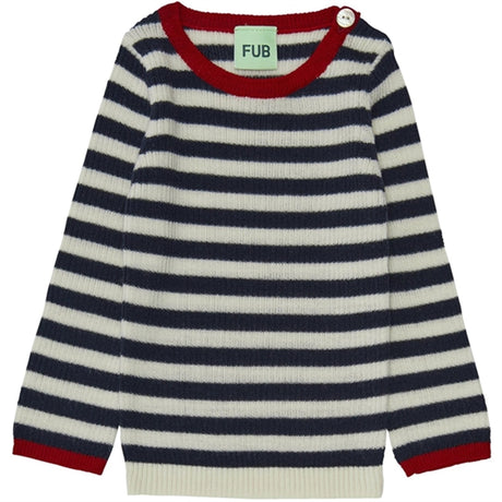 FUB Baby Rib Bluse Ecru/Royal Blue