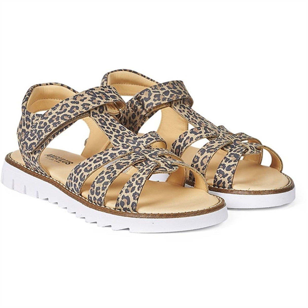 Angulus Sandal M. T-Rem Og Velcrolukning Leopard