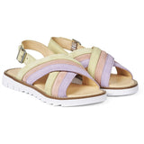 Angulus Sandal M. Åben Tå Og Spændelukning Lilac/Peach/Lysegul