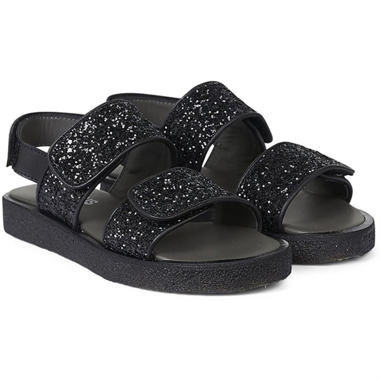 Angulus Glittersandal M. Velcrolukning Sort/Sort Glitter