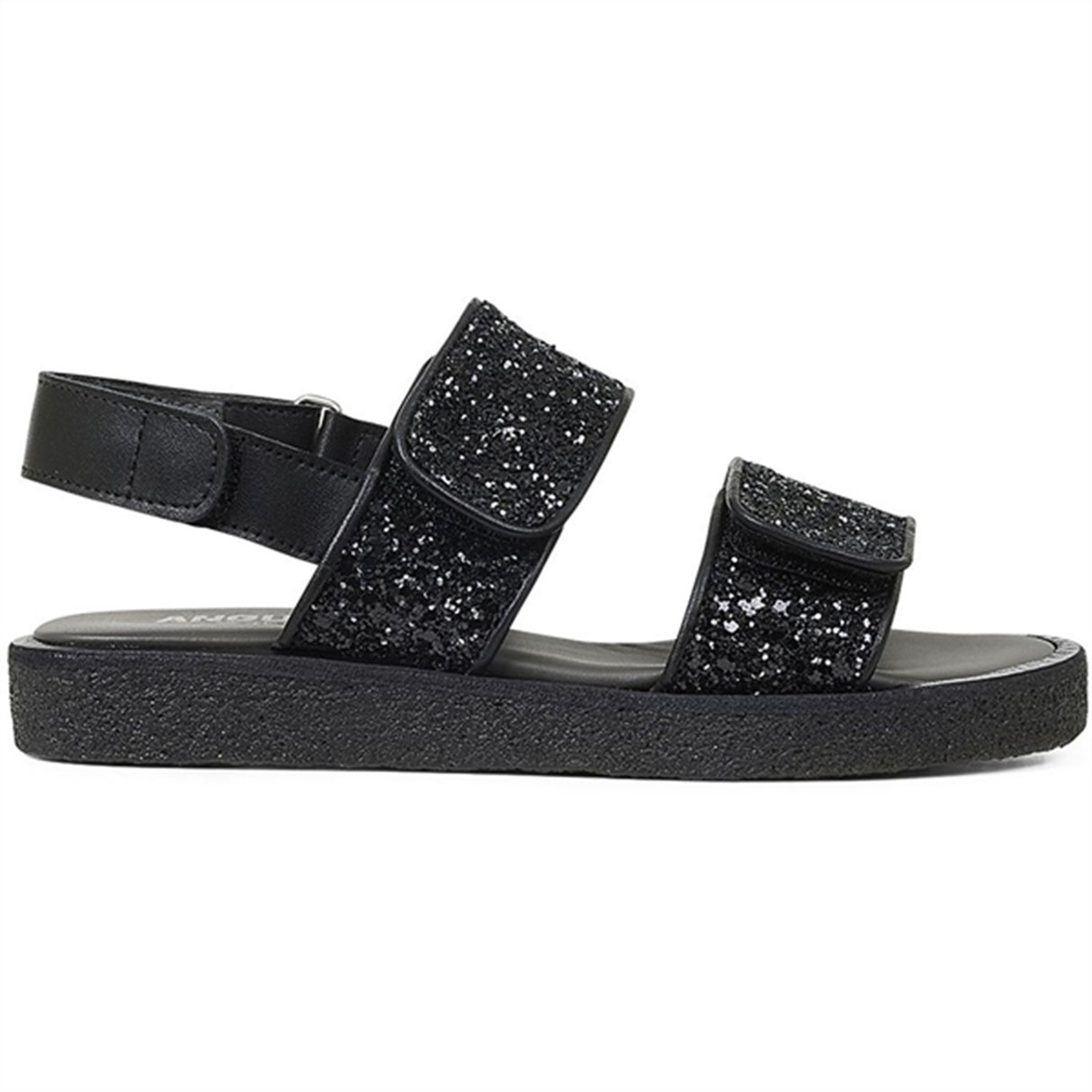 Angulus Glittersandal M. Velcrolukning Sort/Sort Glitter 2