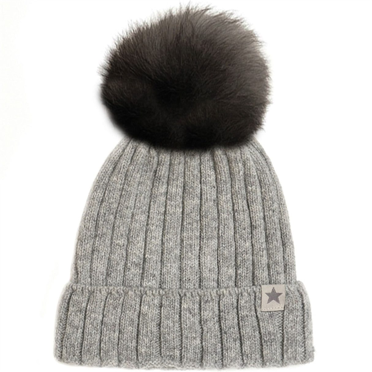 Huttelihut Hue Strik m. Alpaca Pompom Warmy Light Grey Melange