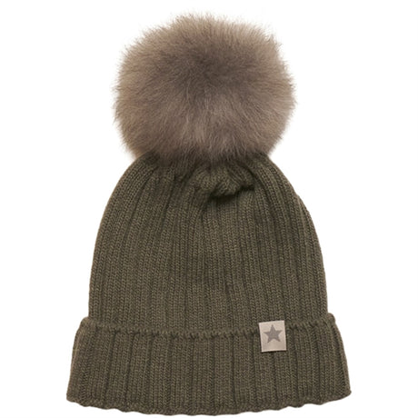 Huttelihut Hue Strik m. Alpaca Pompom Warmy Green Olive