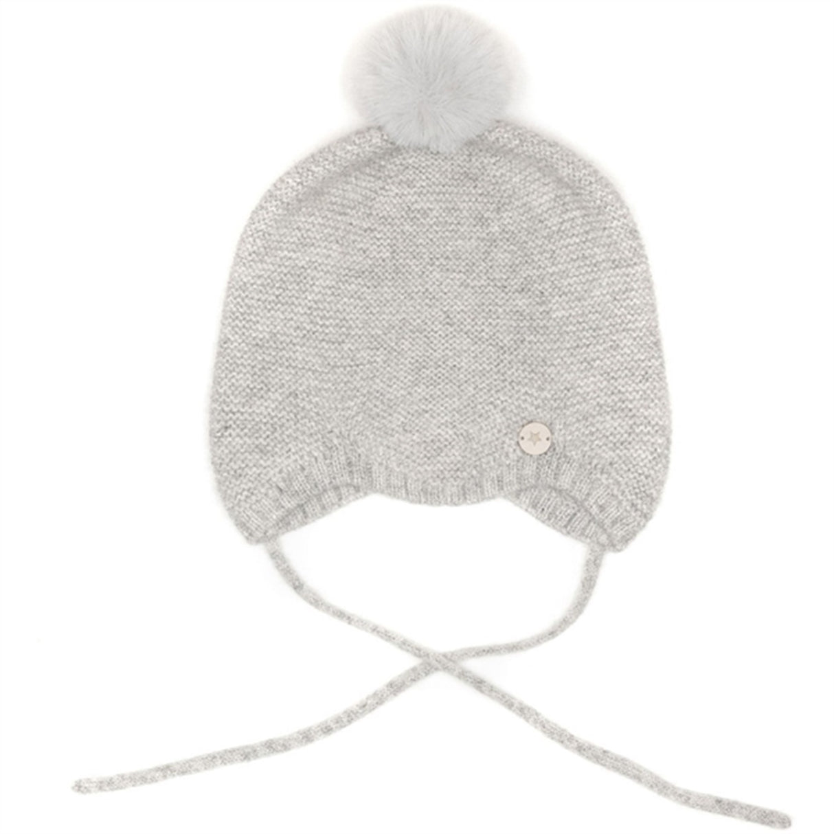 Huttelihut Hue Uld Strik m. Pompom Soft Cash Light Grey Melange