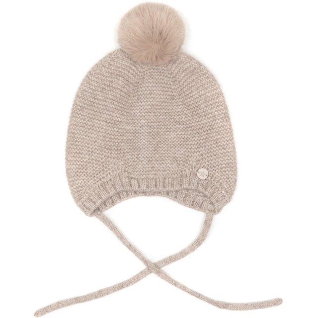 Huttelihut Hue Uld Strik m. Pompom Soft Cash Camel