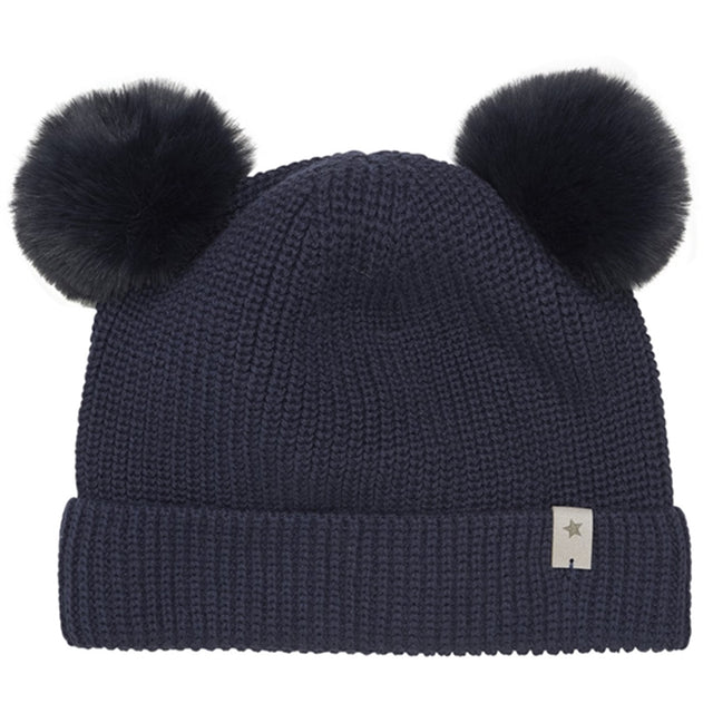 Huttelihut Hue Strik m. Pompoms Navy