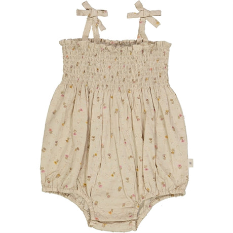 Wheat Fossil Flowers Dot Lucie Romper