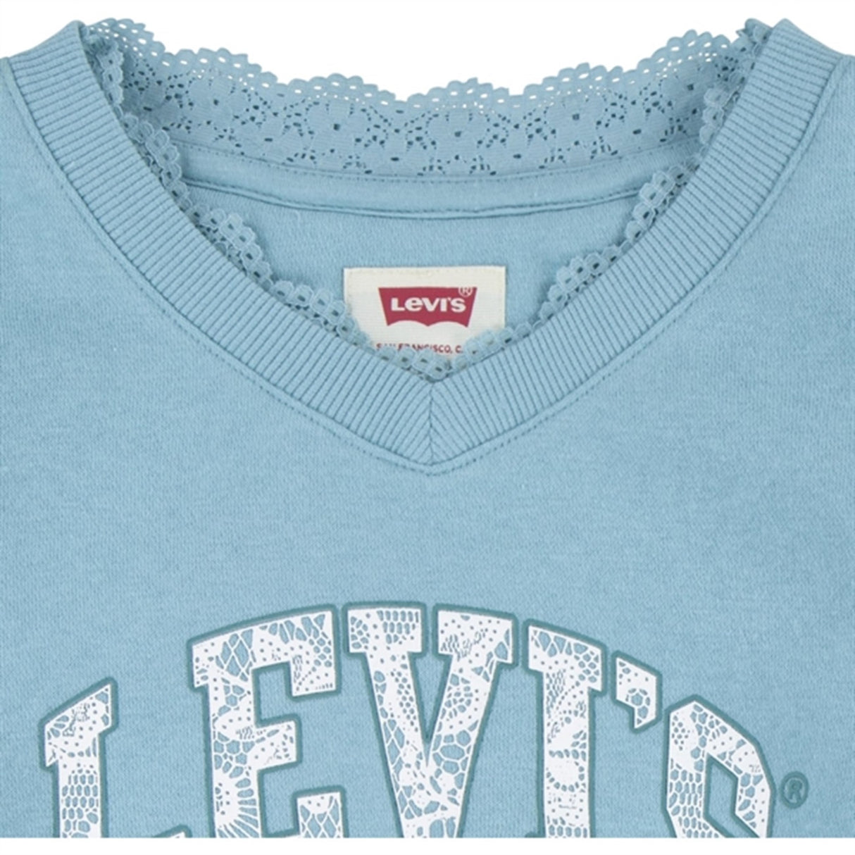 Levi's Lace Trim V-neck Bluse Aqua Sea Blue 2