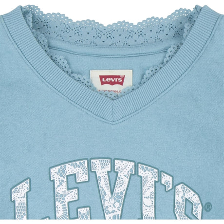 Levi's Lace Trim V-neck Bluse Aqua Sea Blue 2