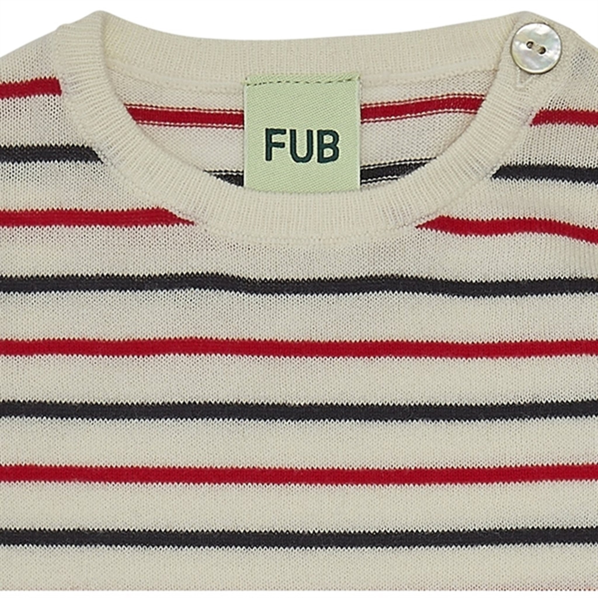 FUB Baby Contrast Striped Bluse Ecru/Dark Navy/Bright Red 2